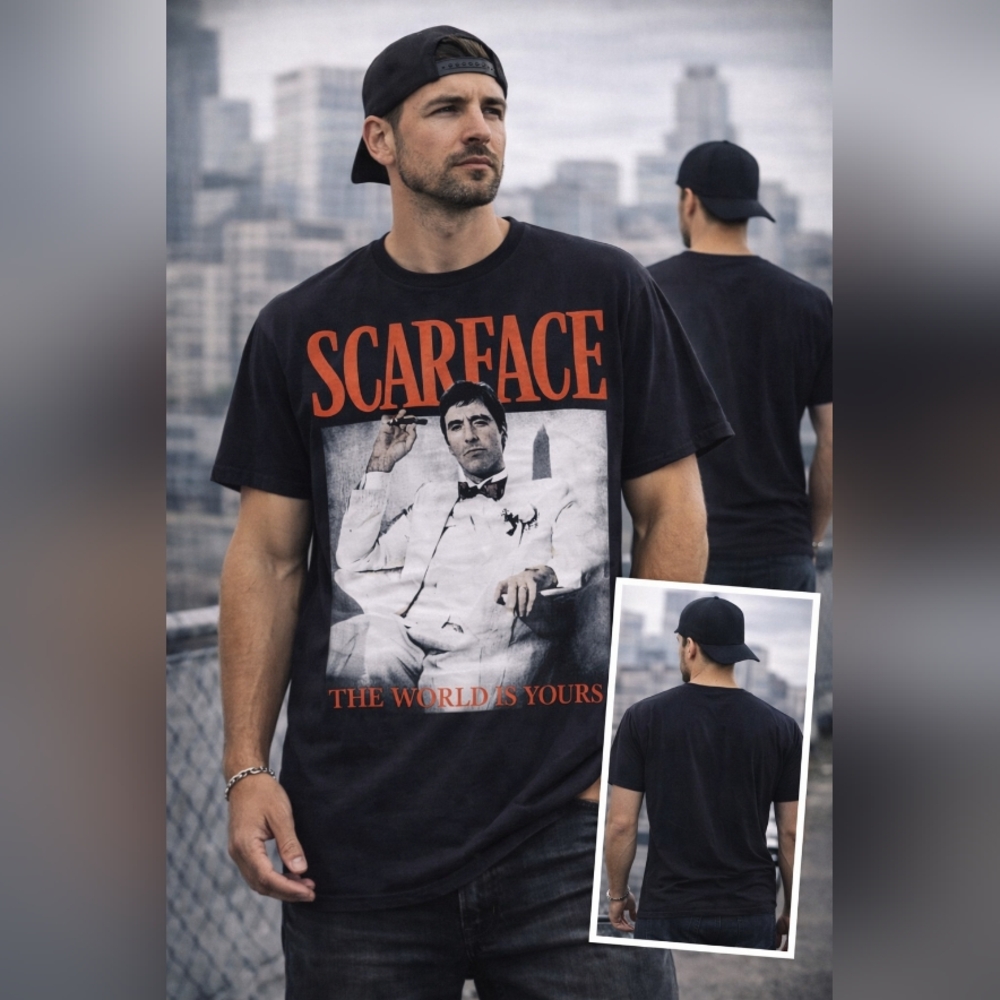 Scarface “The World Is Yours” Graphic T-Shirt Black Size Large Movie Tee